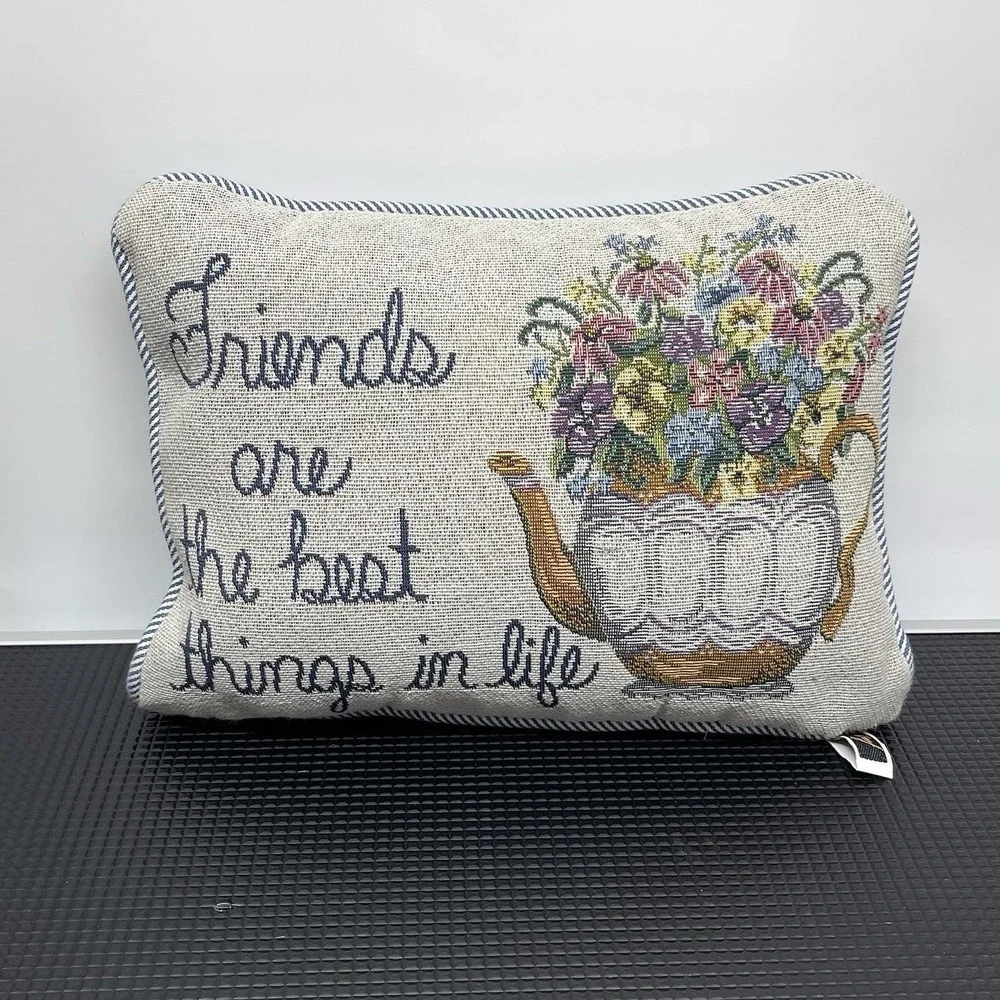 Vintage 1980s Tapestry Decorative Throw Pillow‎ & Door Hanger Set 3 Cottage Core